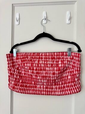Universal Thread Red and White Smocked Strapless Tube Top